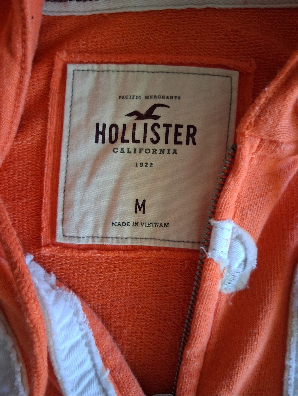 Vintage Y2K Hollister Bright Orange HCO Surf Club Zip-Up Hoodie - Picture 4 of 4